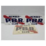 3 NOS Member PBR Club License Plates