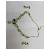Beautiful Rose+Teardrop Crystal Necklace+Earring
