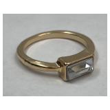 10K PLATED Ring W Baguette Crystal
