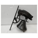 Cast Iron  Farm Pig Dinner Bell  14 1/2"