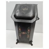 Antique Victorian Tole Coal Shuttle w Liner 24"h