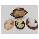 3 Loose Cameos & Repaired Cameo Ring