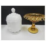 Amber Hobnail Fenton & Westmoreland Candy Dish