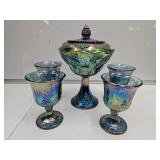 Carnival Glass Compote &  Goblets