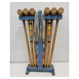 VTG Wood & Metal Croquet Set Complete