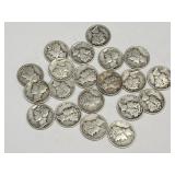 20 Mercury Silver Dime Coins