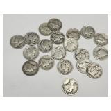 20 Mercury Silver Dime Coins
