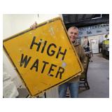 Metal High Water Sign 36" See Condition