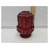 Ruby Red Indiana Glass Stars & Bars  Fairy Lamp