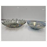 Carnival Glass Bowl & Irredescent Stan Flower