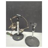 2 Mike Stands & VTG Head Phones See Makers Mark