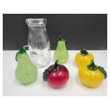 Art Glass Fruit & Greenbriars & Cottages Bottle