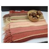 Wool Afghan 44"x50" w/Wooden Apples