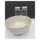 Crock Bowl (chip)10.5" W Counter Jars w/Lids