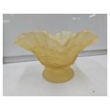 Frosted Yellow Glass 6.5" W Ruffled Dish