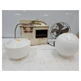 Vintage Fan, Childs Stove,  VTG Glasses, Globes