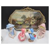 Beautiful VTG Picture w/Bubble Glass 20"x14"+
