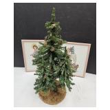 Needlepoint Angels 10"x12" & 21" Tree w/Pinecones