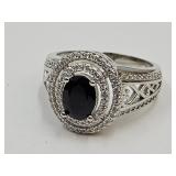 NEW 925 Silver Black Stone Ring Sz. 8