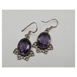 Sterling Silver Amethyst Dangle Earrings