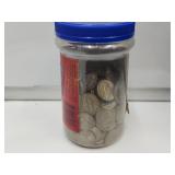 Jar  with  1939 - 1969 Jefferson Nickel Coins