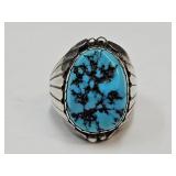 VTG Native Sterling Silver Turquoise  SZ 10 Ring