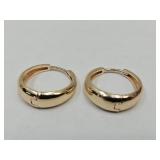 Gold Tone Locking Hoop Earrings
