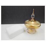 Milk Glass Trinket Dish & Handpainted Candy Dish