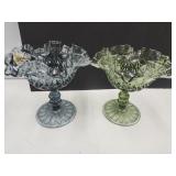 2 Fenton Ruffled Compotes 6"H