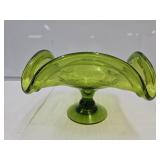 Vintage Green Blenko Pedestal Dish