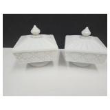 2 Milk Glass Candy Dishes