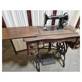 Antique Sewing Machine with Case Iron Base