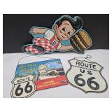 Big Boy Metal Sign & Route 66 6" & 13" H