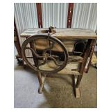 Primitive Wood & Cast Iron Corn Sheller  32 x 36"