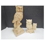 Owl Statue Decor  7- 13" h ( One is Heavy)