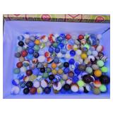 Cigar Box With Vintage Marbles, Some U.V. Uranium