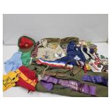 Boy Scout Lot of Patches, Buckle, Hats +