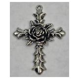 Rose Embellished Cross Pendant