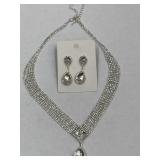 Hollywood Style Rhinestone Necklace+Earrings