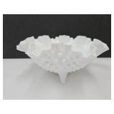 Milk Glass Hobnail Fenton Glass Bowl  8" wide