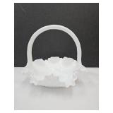 Fenton Hobnail Glass Basket  8" wide