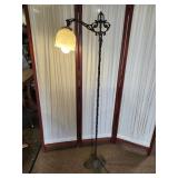 Cast Iron Base & Wrought Iron  Floor Lamp