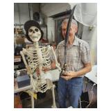 Life Size Skeleton w/Plastic Sword & Hat