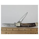 VTG German Nice Wood Handle Swirl 2 Blade Knife