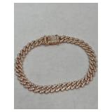 Rose Gold Colored Blinged Out Curb Link Bracelet