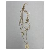 Multi Strand Necklace W Cross Lotus