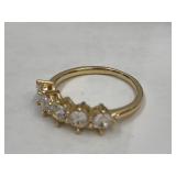 10K Gold Over Sterling Silver Swarovkski Ring