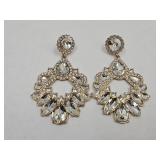 Large White Crystal Earrings
