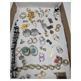 Costume Jewelry Lot Earrings, Bracelet, Brooches +