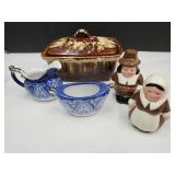 Roseville USA Pottery Dish Pilgrim Shakers +
